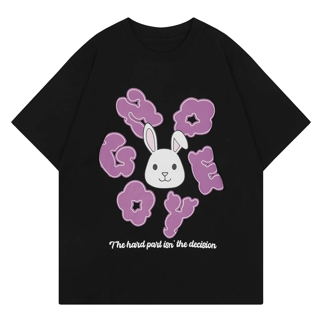 

LACIBLE Cute Rabbit T-shirt 2023 Summer New Arrivals Loose Causal Short Sleeve Men Women Streetwear Hip Hop Short Sleeve Tops