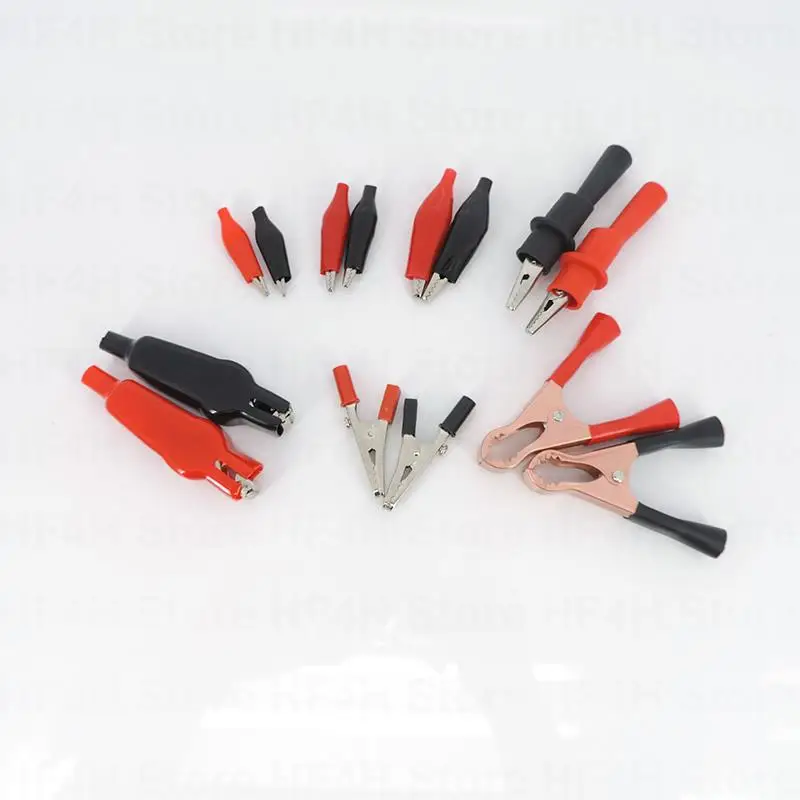 Alligator Crocodile Clips Handle Test lead Probe Metal Connector Plug Black Red for Electrical Car van Battery B4