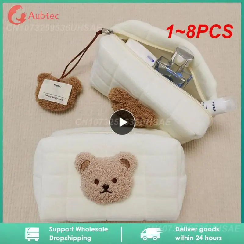 

1~8PCS Cartoon Bear Baby Organizer Women Portable Travel Cosmetic Makeup Bag Toiletry Case Coin Purse Storage Pouch