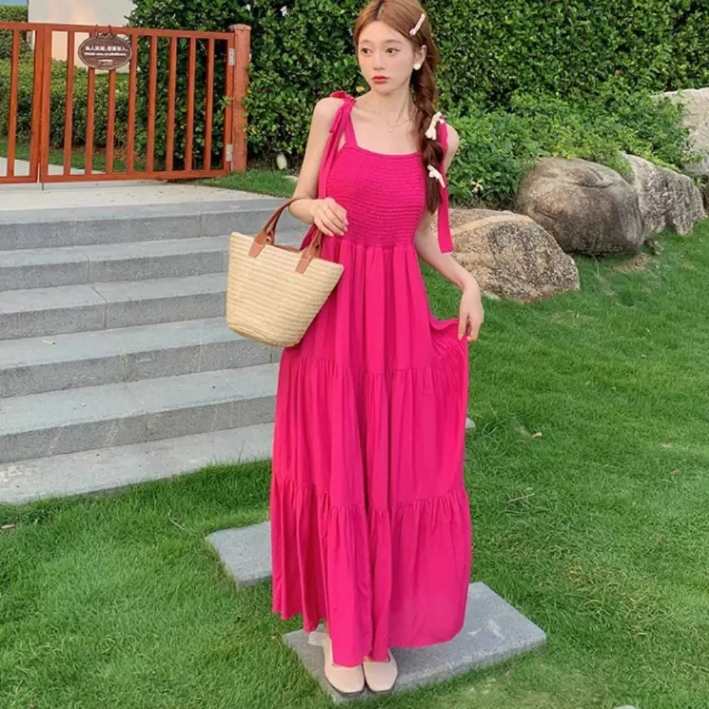 Fashion Loose Girl Princess Dress Sleeveless Ruffle Edge Teens Cake Sling Dress Sweet Children Beach Dress Party