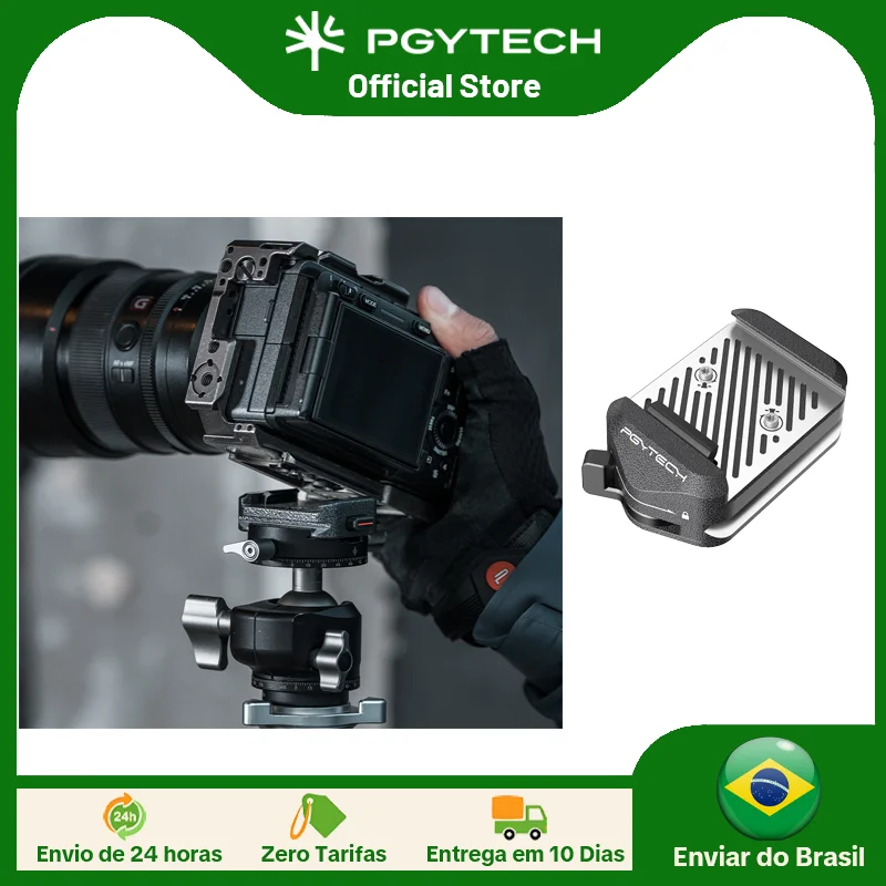 PGYTECH Placa de Liberação Rápida e Grampo V2, Suporte de Câmera com Placa Arca Swiss e Rosca de 1/4" a 3/8" para Sony/Nikon/Fuji/Canon/