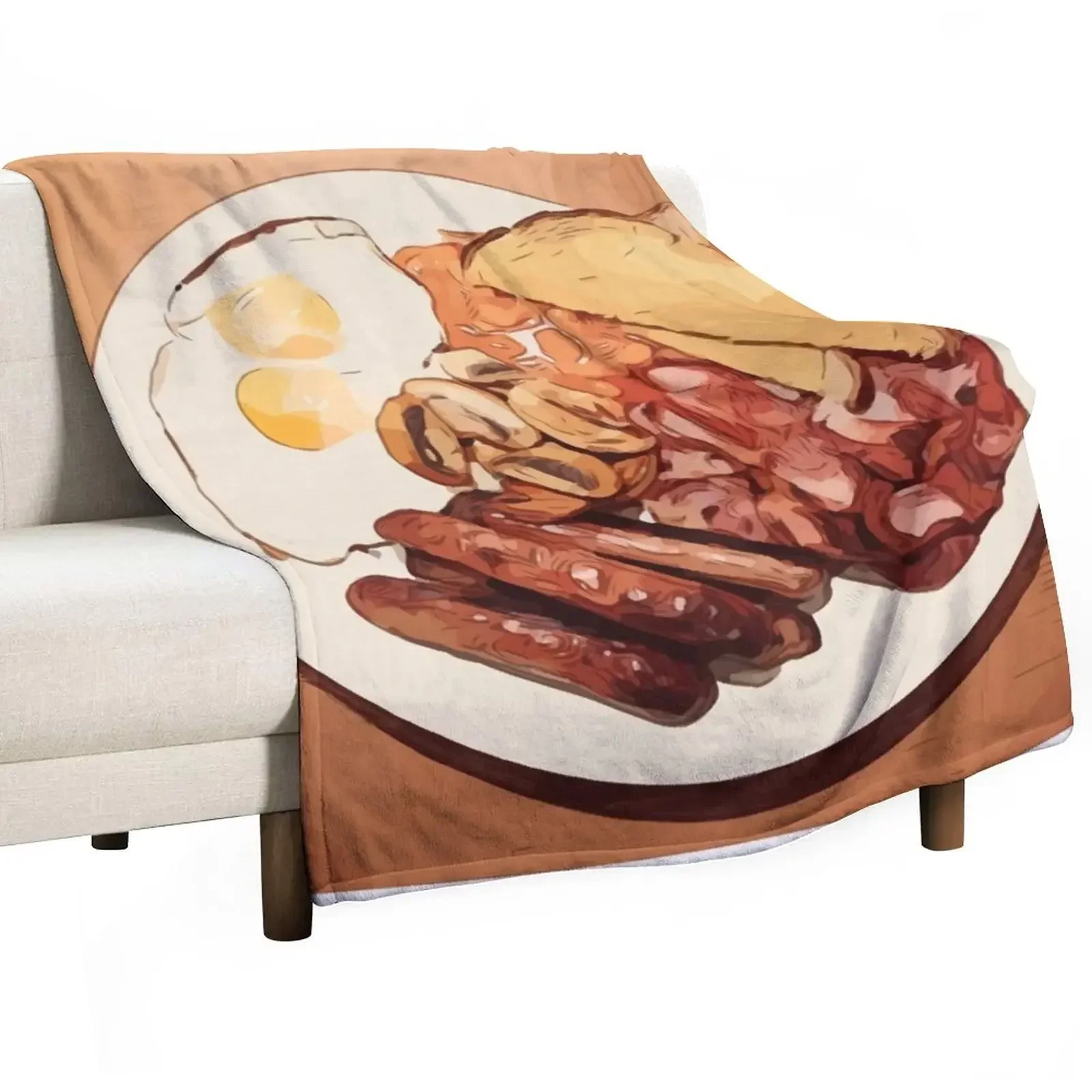 

Full English Breakfast Throw Blanket Hairy warm winter Plush Flannel Blankets