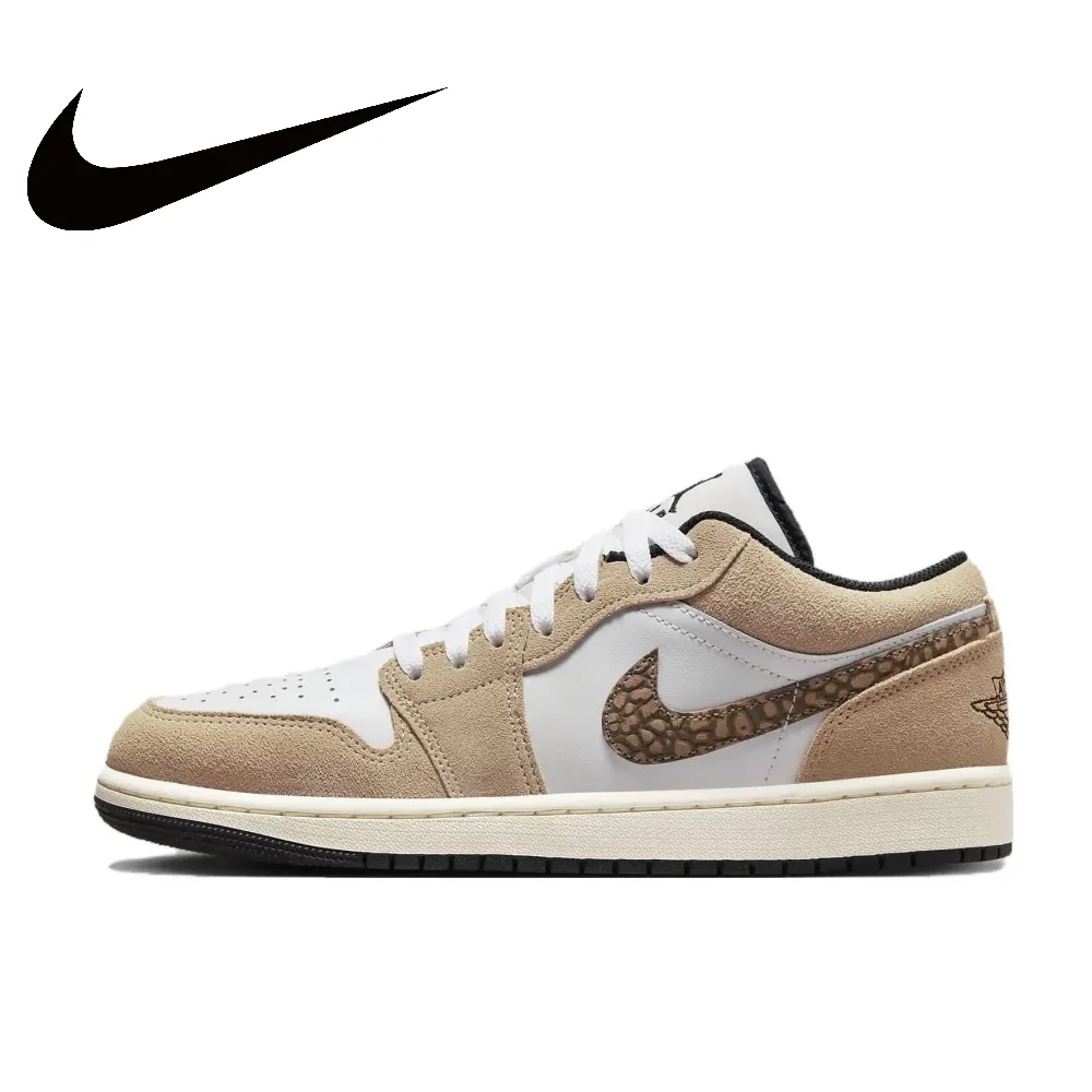 thumbnail image 1 of Nike Air Jordan 1 Low New Listing Zapatillas de baloncesto retro de caña baja Cómodas antideslizantes para hombres y mujeres Gris y blanco, 1 of 5