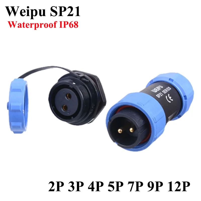 Weipu Sp21 Plastic Waterproof Ip68 Circular Power Plug Socket Wire