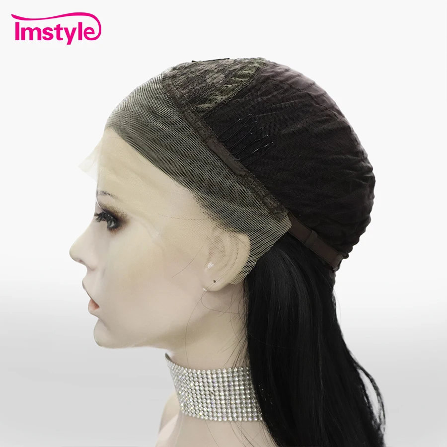 Imstyle Black Lace Wig Long Synthetic Lace Front Wig Heat Resistant Fiber Natural Wavy Lace Daily Cosplay Wigs For Women 6