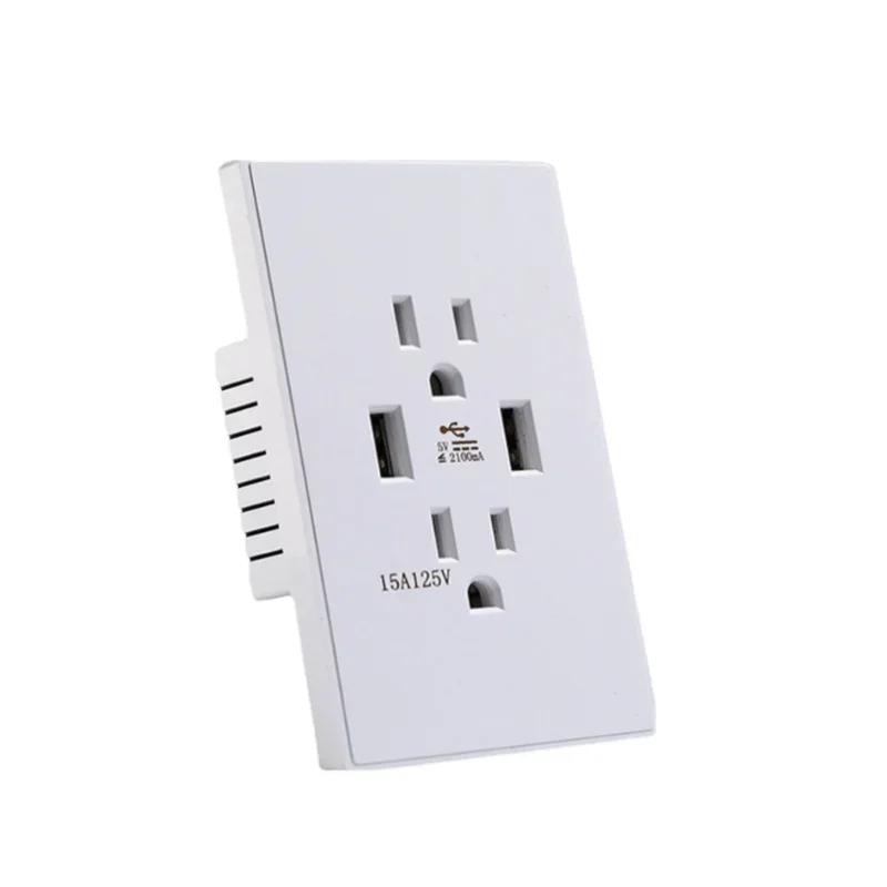 

tempered glass American multi-function socket 15A dual USB power adapter socket 15A American standard duplex socket