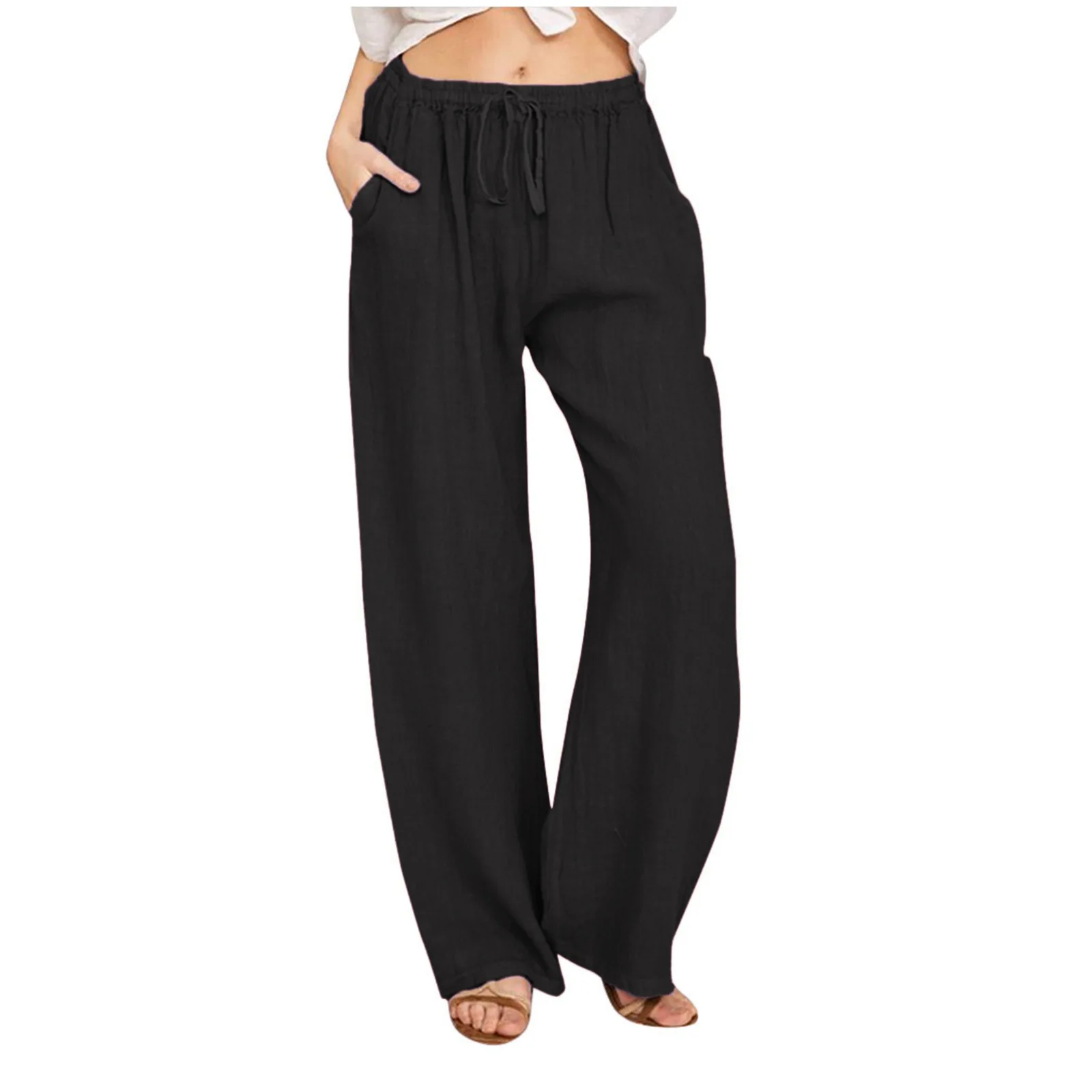 Women's Loose Linen Casual Wide-leg Trousers Woman