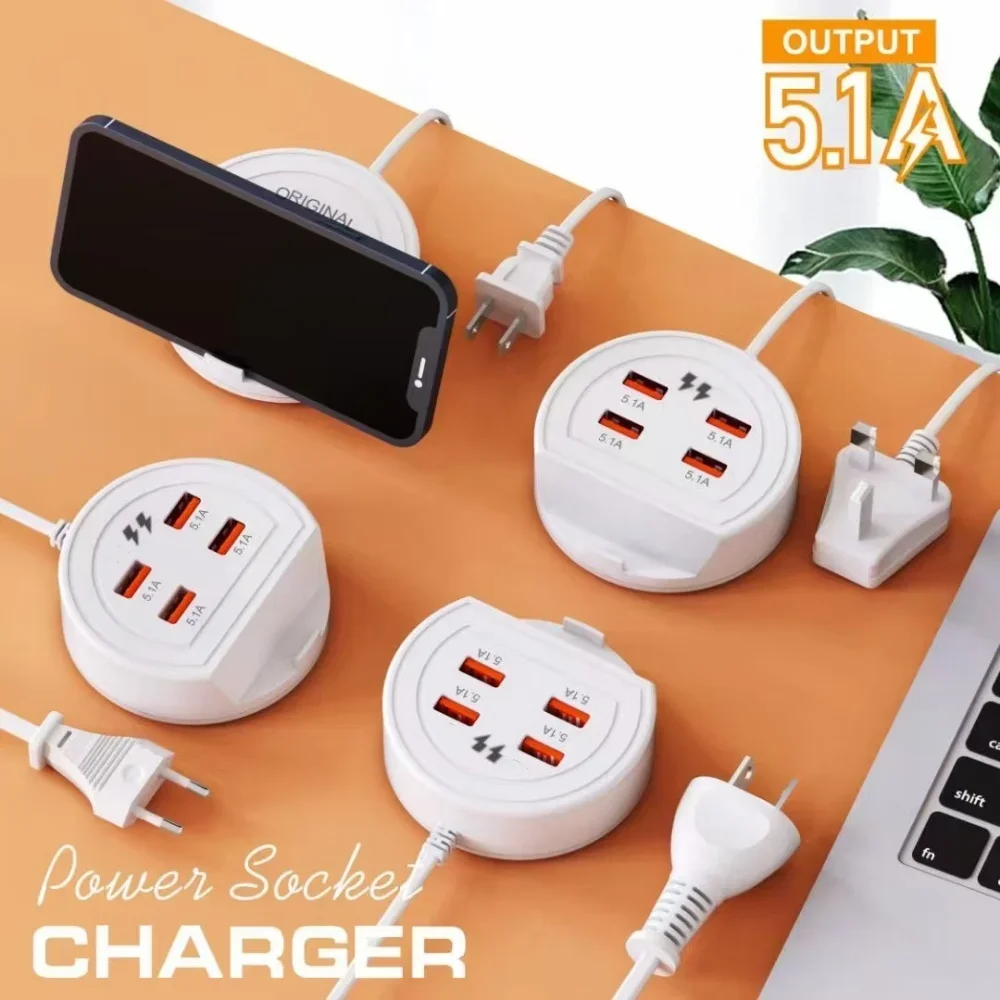 USB Charger With Mobile Phone Bracket Type C Quick Charging Socket Home Electronics For iPhone Xiaomi Huawei Phone Power Strip