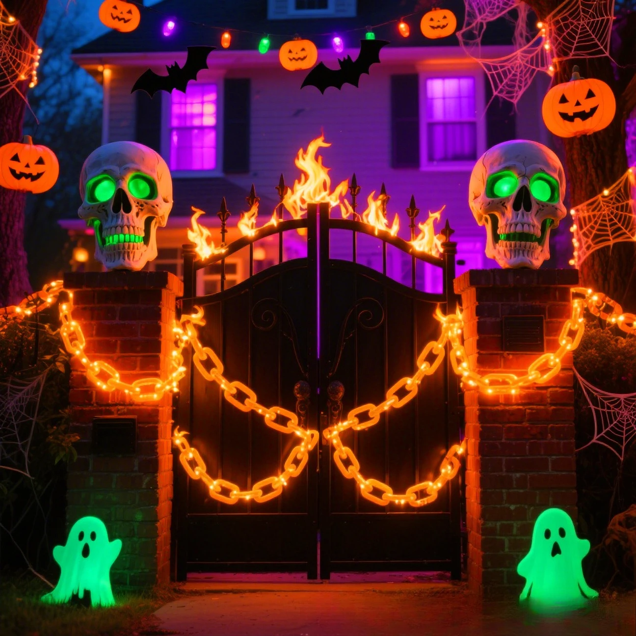 Halloween New Lawn Light Chain Modeling Light Lawn Landscape Ghost Festival Party Atmosphere Decorative