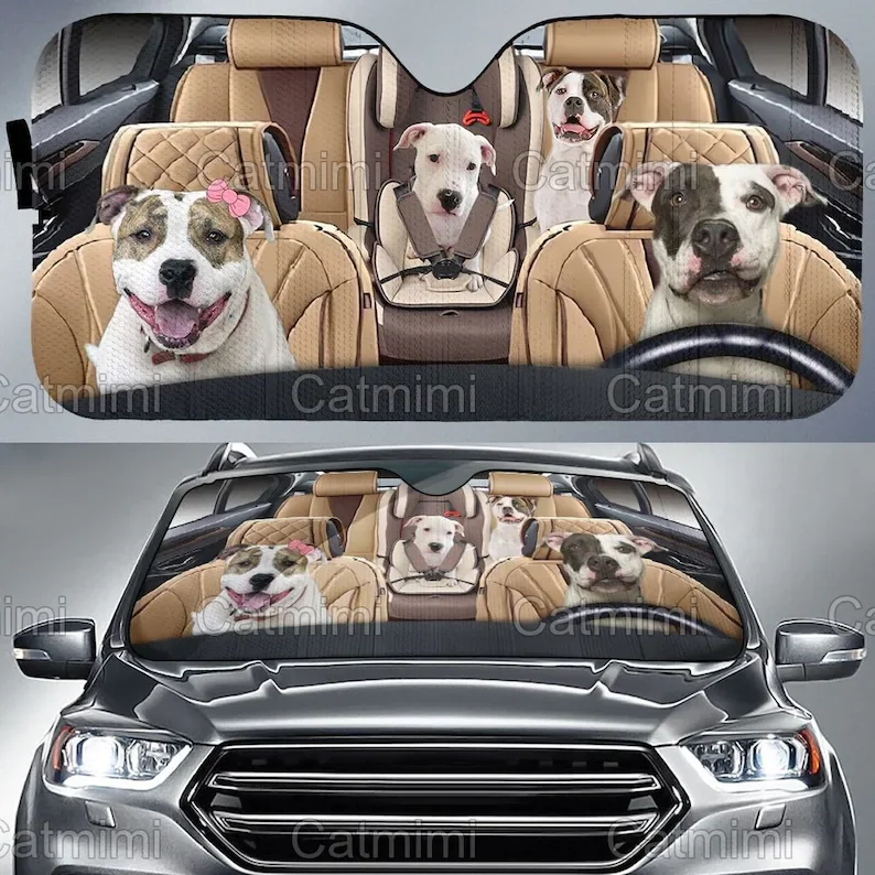 

Pit Bull Terrier Car Sun Shade, Funny Pit Bull Sunshade, Pit Bull Auto Sun Shade, Car Sun Protector, Family Gift, Gifts For Her