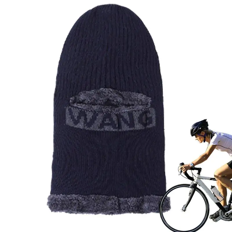 

Winter Face Covering Thicken Winter Hat With Face Cover Knitted Plush Warm Head Covering Comfortable Outdoor Hood For Winter