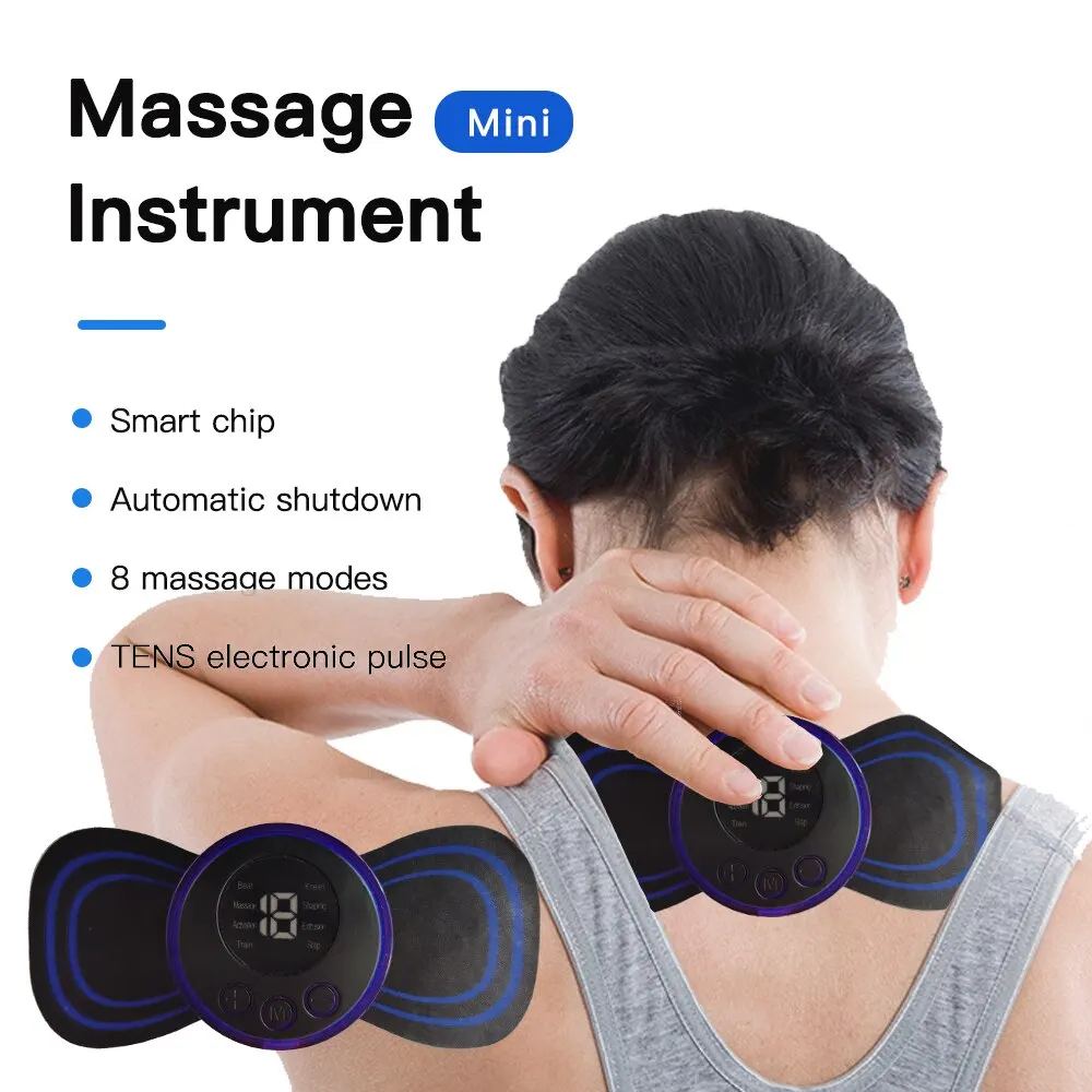 Mini Rechargeable Neck Massager Portable Electric Neck Massage Cervical Massage Patch 8 Modes 19 Level Relieve Muscle Fatigue
