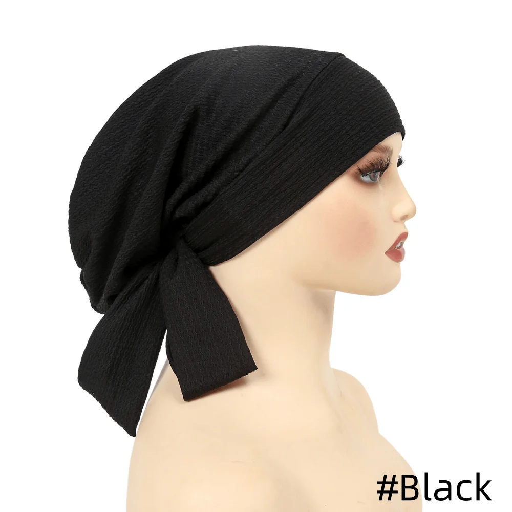 RIMAIRE 2024 Hijab Hat Solid Color Long Tail Hat wavy Women's Hat