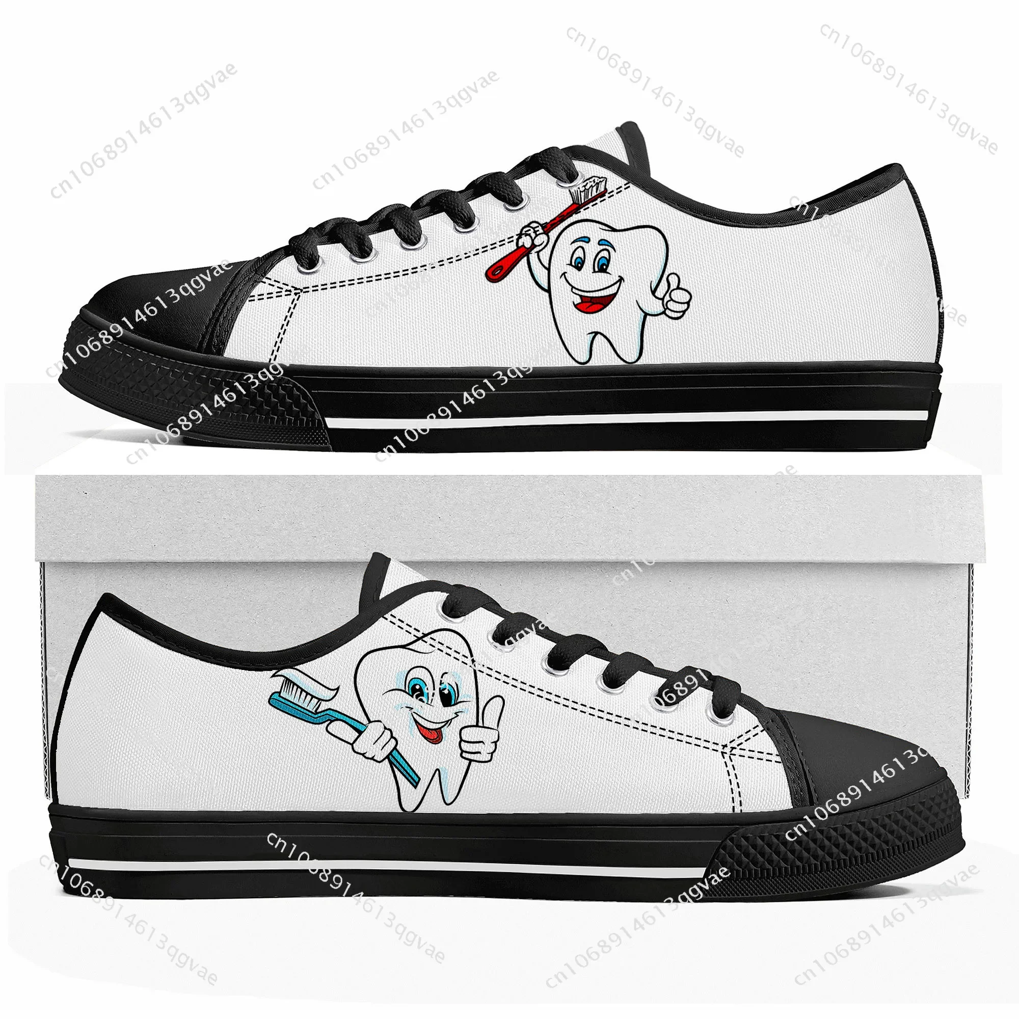 Tooth Dentist Cartoon Pattern Low Top High Quality Sneakers Mens Womens Teenager Tailor-made Shoe Canvas Sneaker Couple Shoes