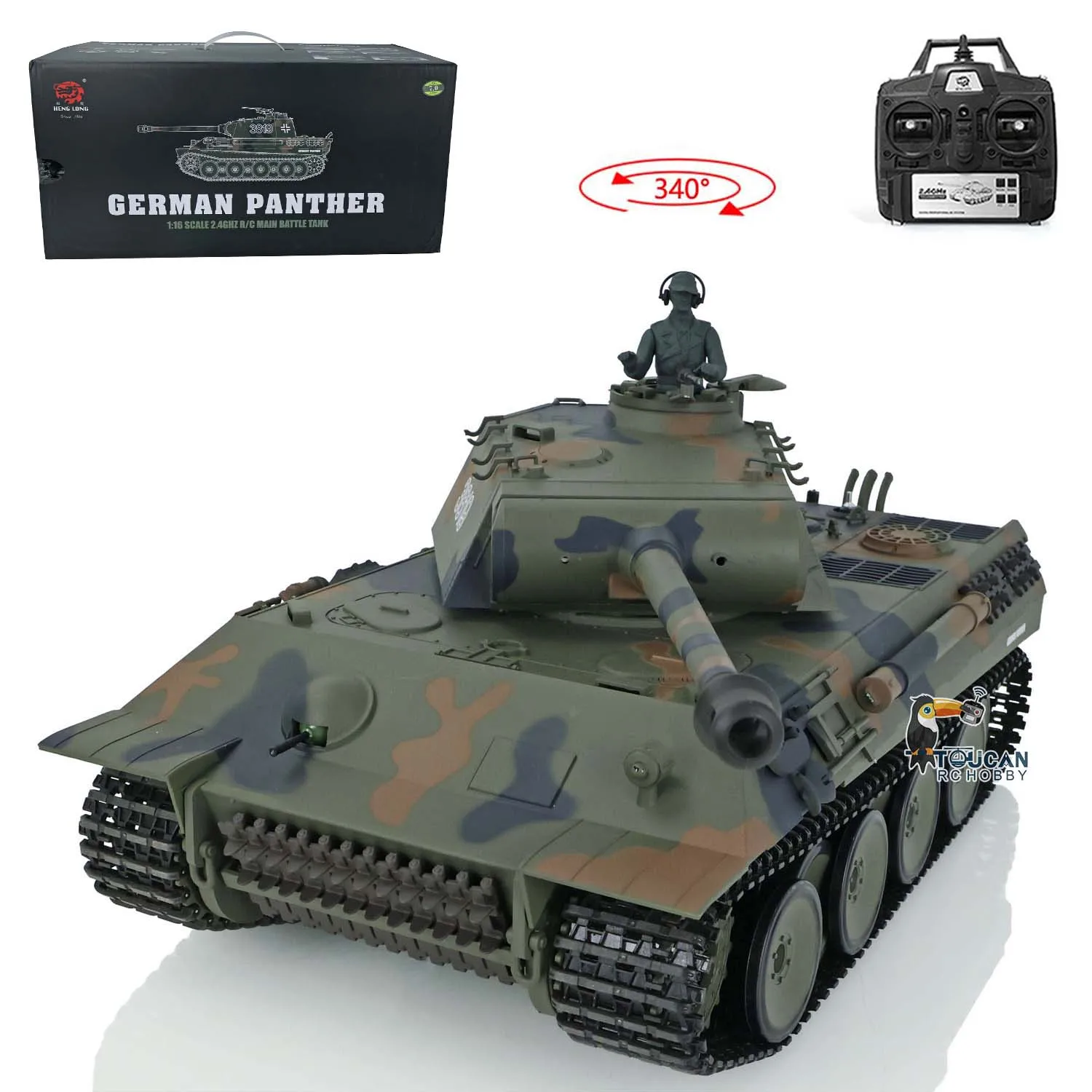 2.4Ghz Heng Long 1/16 7.0 Plastic Ver German Panther V RTR RC Tank 3819 Model Toys for Boys Vehicle TH17285 3