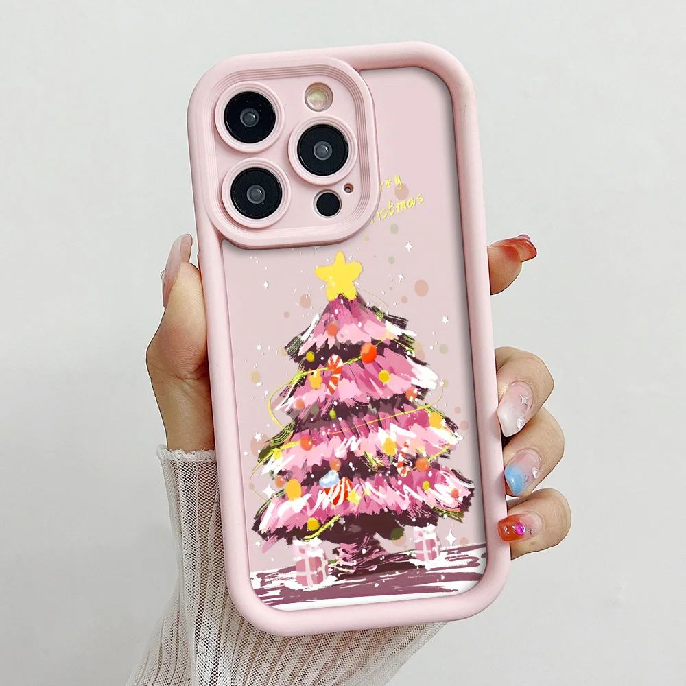 Pink Christmas Tree Soft TPU Shockproof Phone Case Cover