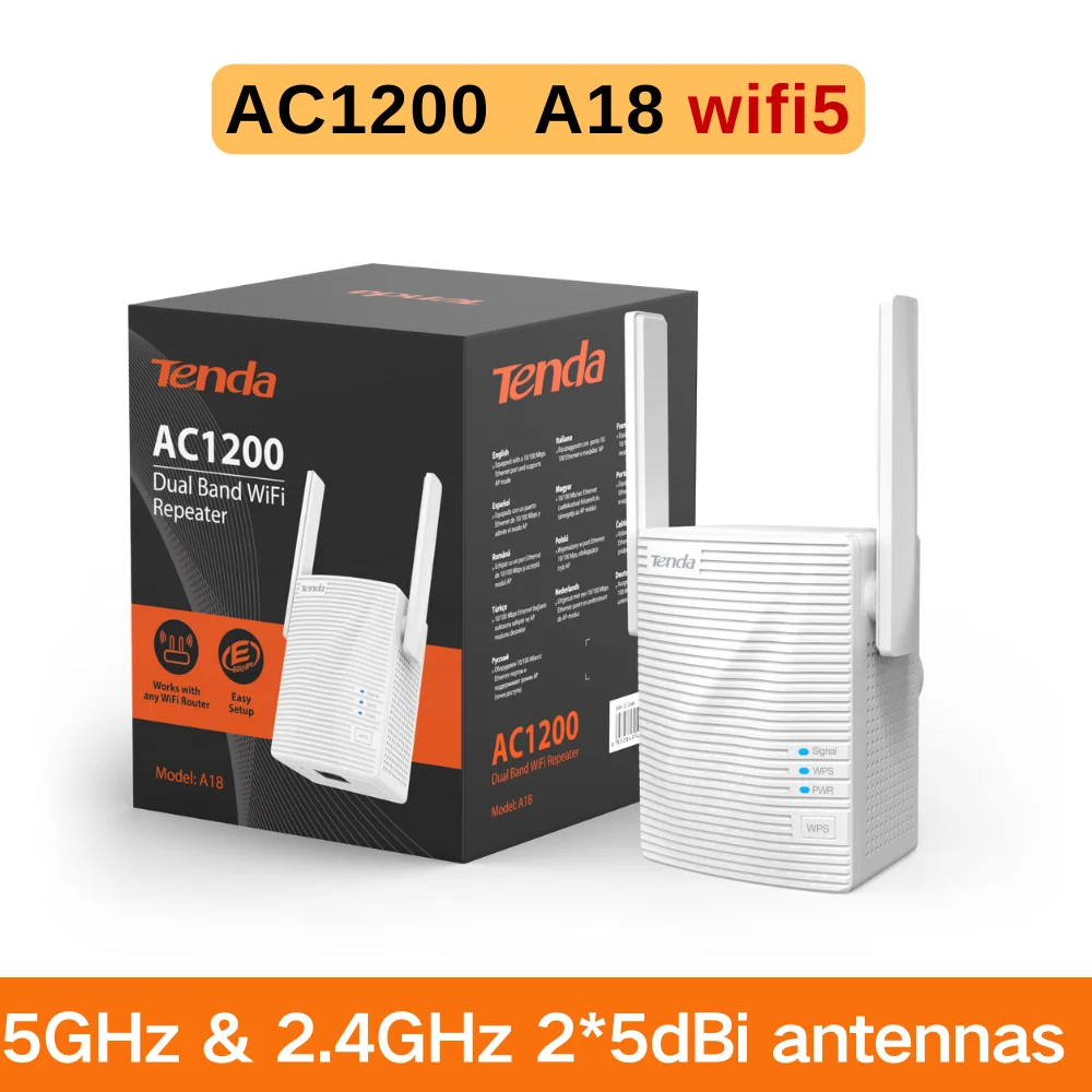 Tenda WiFi 6 Range Extender 2.4/5GHz AX1800 Dual Band Signal