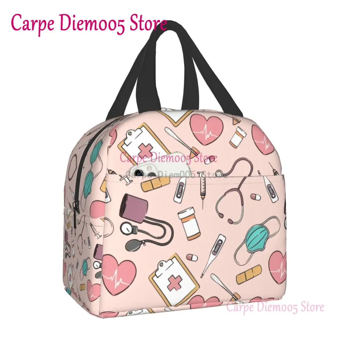Lunch Bag Cooler Bag Funny Nurse Insulated Lunch Bag for School Office Nursing Portable Thermal Cooler Lunch Box for Women Men