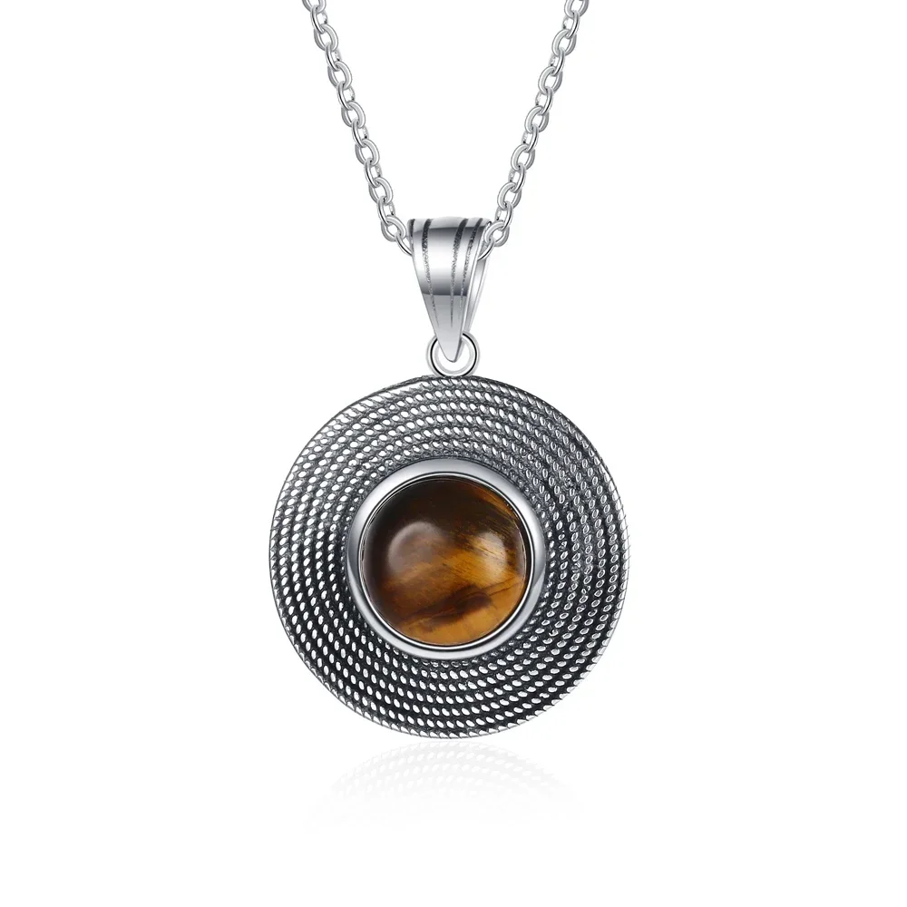 Pendant Necklace 925 Sterling Silver Natural Tiger Eye Rhodochrosite pendant necklace silver necklace