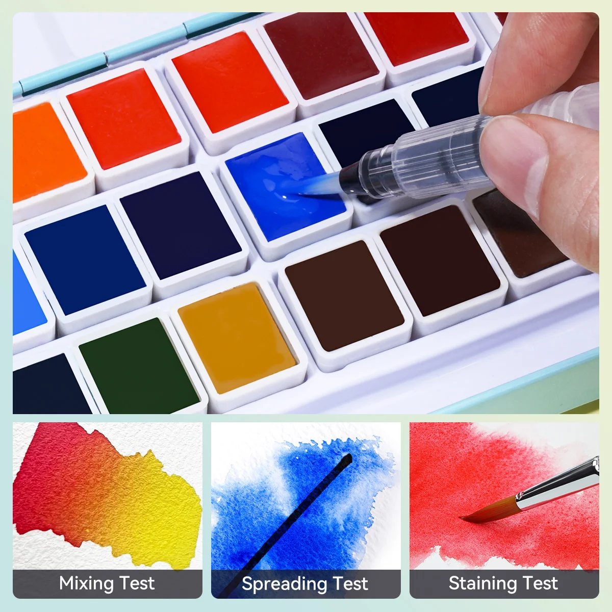 Watercolor Paint, 48 Colors Pan with 13 FREE paint brushes - Set
