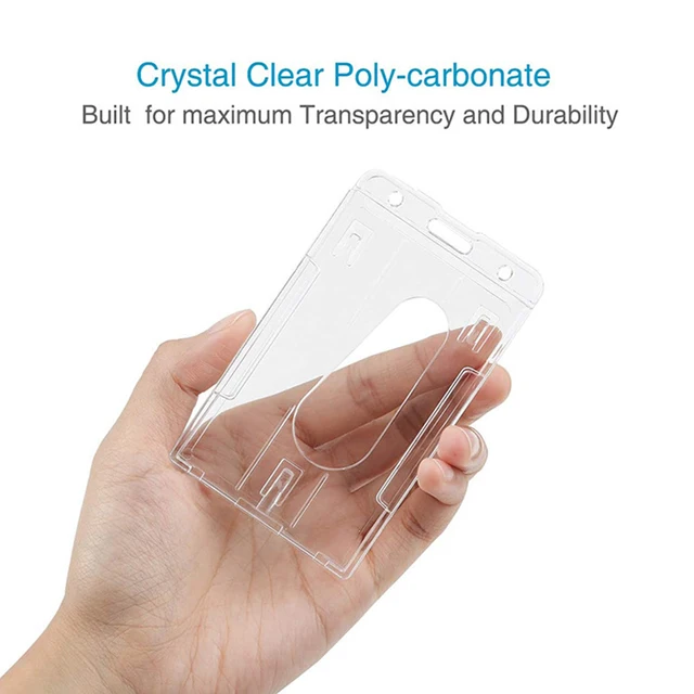 Porte-carte d'identité en plastique dur Transparent à usages multiples,  étui de protection Transparent, pochette Double face pour carte d'identité  - AliExpress