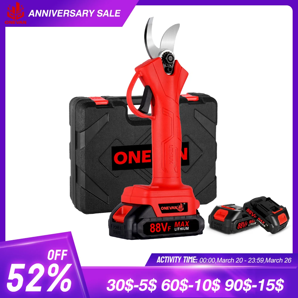 Onevan 40mm Max 1000w Brushless Electric Pruning Shears 4gears