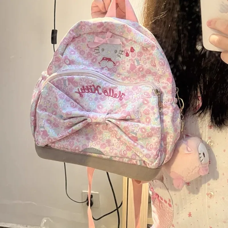 

Новый японский милый бант Hello Kitty My melody Sanrio кавайная девочка большой емкости школьная сумка для студентов модный рюкзак подарок на день рождения