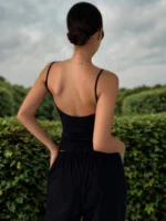 Women's Sexy Backless Spaghetti Strap Cami Top Stretchy Polyester Spandex Blend Slim Fit Sleeveless Shirt for Summer Party - Image 4