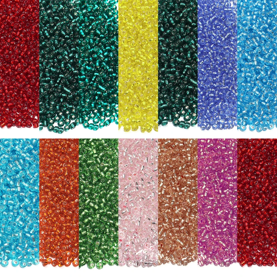 MYCreator – 18.000 Perline In Vetro Da 3 Mm (15 Colori) Per Gioielli Fai Da Te, Con Corda Elastica, Chiusure, Anelli E Mini Forbici