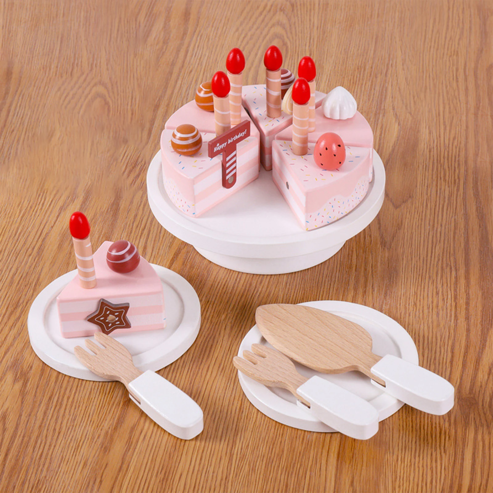 Wooden Cake Toys Montessori Toys Cooking Toy DIY Pretend Play for Boys Ages 3 Years and Up Children Holiday Gifts Preschool