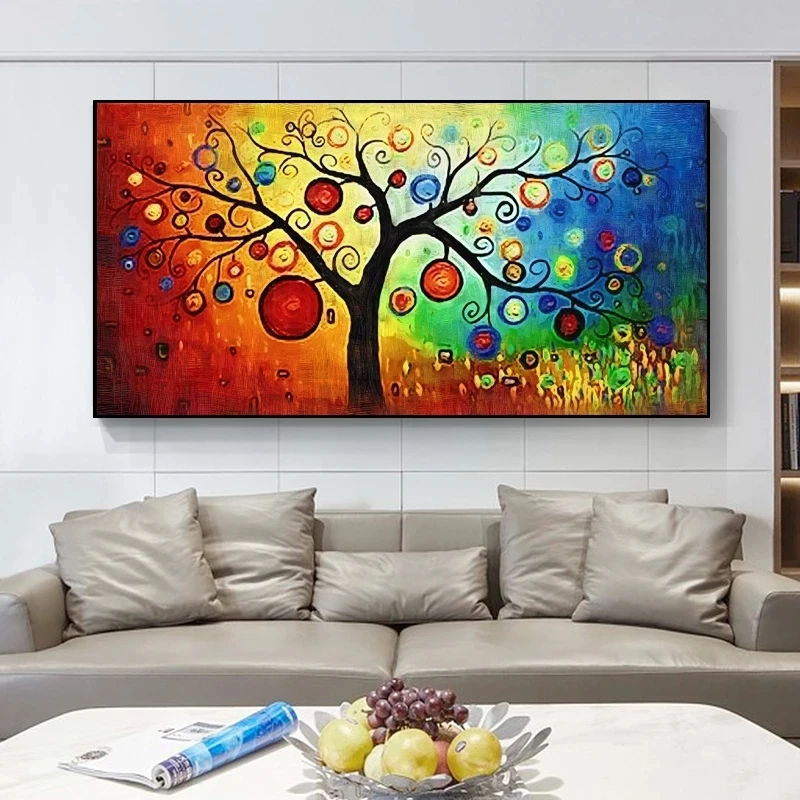 

Tree of Life Money Abstract Tree Oil Painting on Canvas Posters and Prints Modern Wall Art Picture for Living Room Decoration