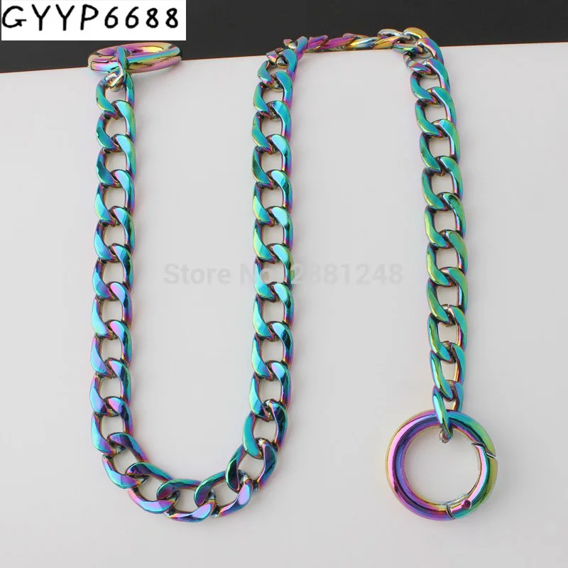 Width 11mm Rainbow chain bags purses strap accessory factory quality plating cover wholesale Flat chain