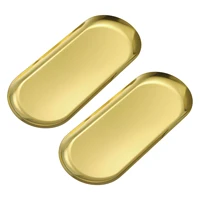 2/4/6pcs 9/12 Inch Stainless Steel Decorative Trays Gold Bathroom Cosmetic Trays 1