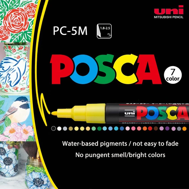 Uni Posca Paint Marker Pens Full Set PC-1M PC-3M PC-5M POP Poster Colour  Water-Based Pigment Ink with Original Vinyl Pen Case - AliExpress