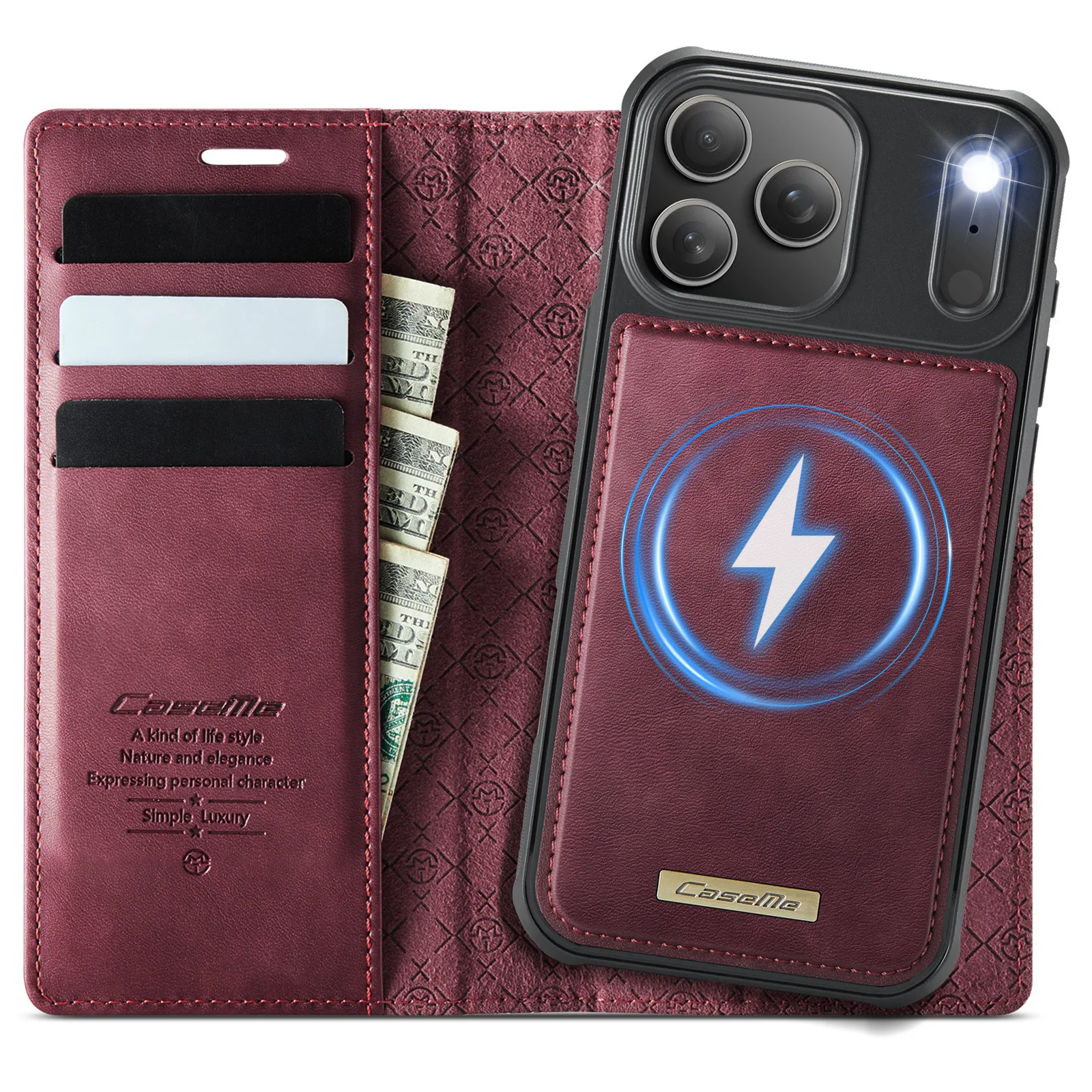 Premium Detachable Magnetic Leather Phone Wallet and Card Holder Case