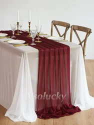 Elegant Wine Red Burgundy Sheer Table Runner for Romantic Events and Home Decor (Burgundy)
