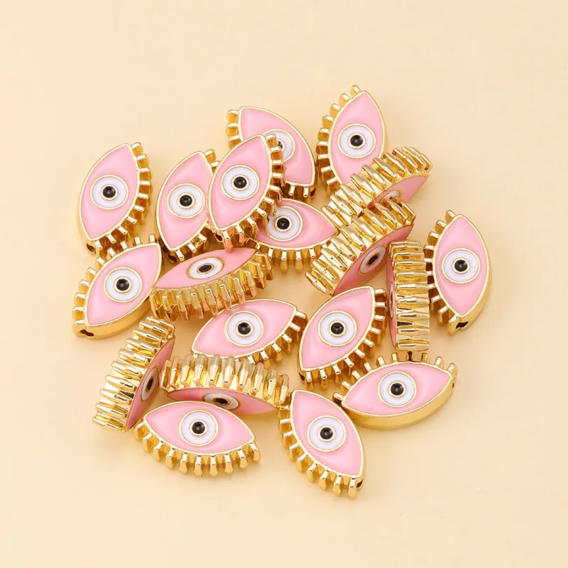 6pcs türkische böse Blick Perlen Boho Emaille Spacer Perlen Charme für Schmuck herstellung liefert DIY Designer Armband Anhänger Zubehör – Detail 9