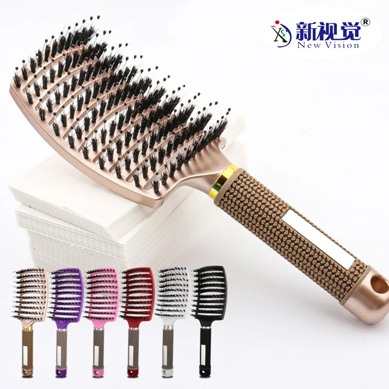 

Hair Comb Hair Brush Scalp Massage Comb Bristle Hairbrush Fluffy Hairstyle Women Wet Dry Detangle Curly Antistatic Salon Tool 1p