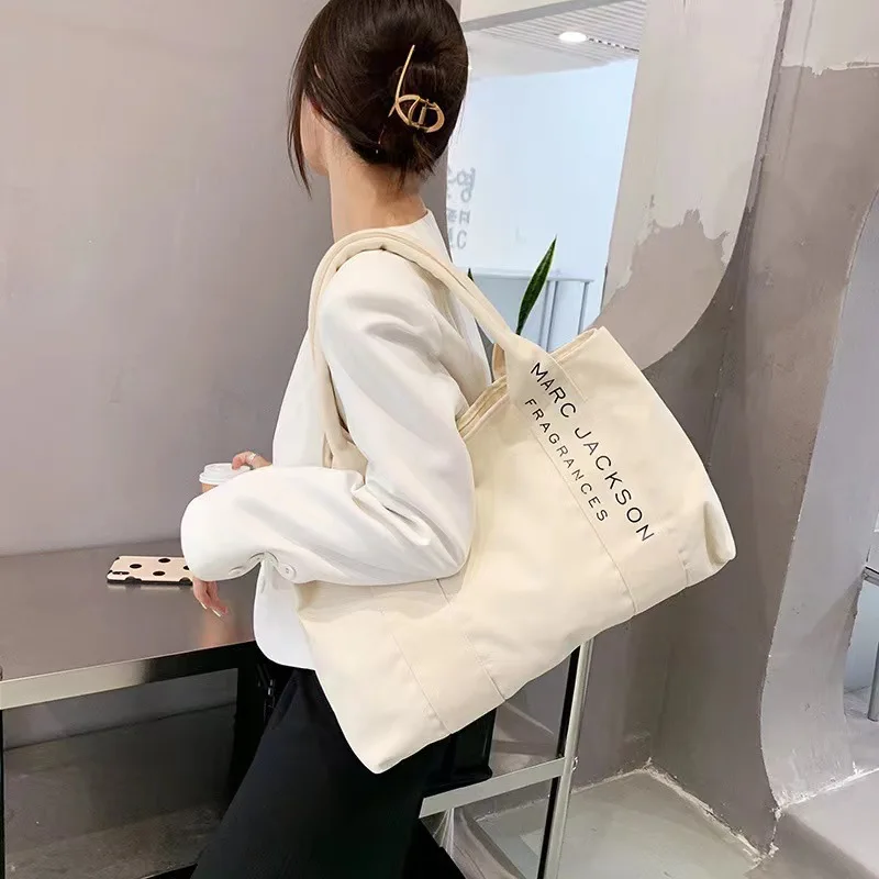 Women's Simple Canvas Handbag Letter Printing Large Capacity 2022 New Trend Bags Fashion Casual Tote Shoulder Bag Drop Shipping