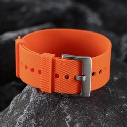 Premium Waterproof Silicone Sport Watch Band - Soft Rubber Strap - 22mm (Orange)