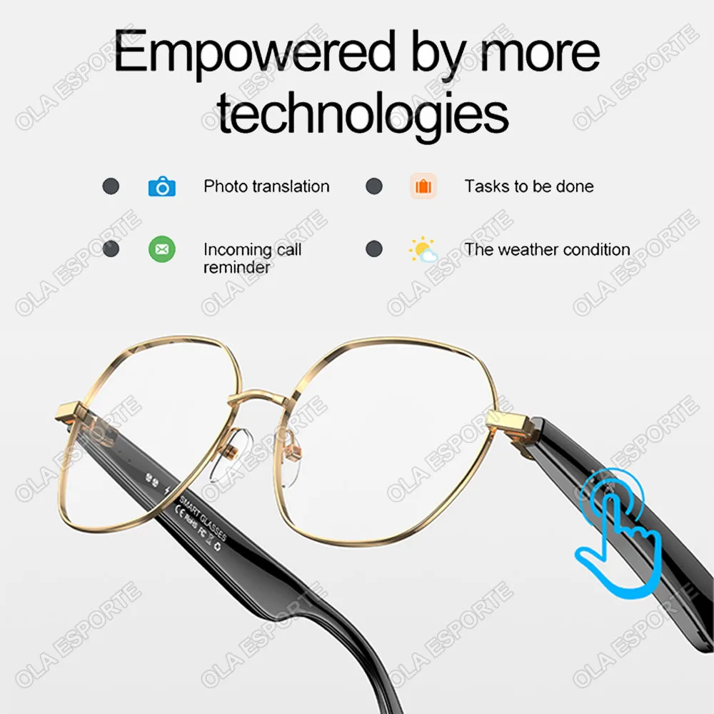Smart Glasses 163 Online Language AI Automatic Dialogue Translation Bluetooth Glasses with Speaker, Sports UV Protection Travel