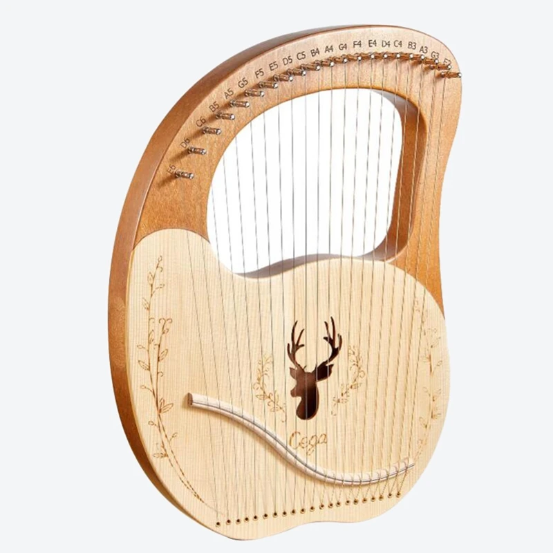 

Cega Lyre Harp,Greek Violin,21 String Mahogany Lyre Instrument,Handheld Harp With Tuning Wrench,For Beginner Music Lovers,Etc