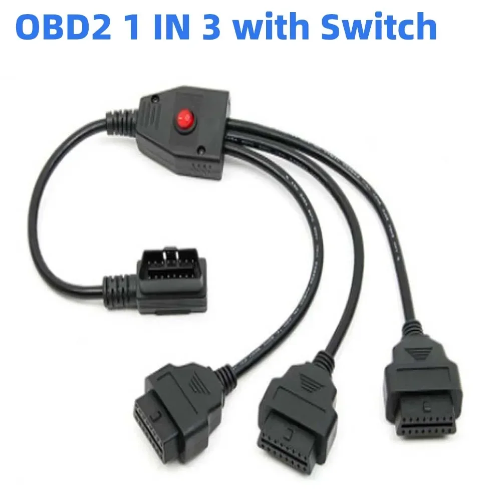 

50 см кабель OBD2 1 в 3 конвертер адаптер с красным переключателем OBD2 сплиттер Y-образный кабель J1962M к 3-J1962F сплиттер OBD2 Удлинительный кабель