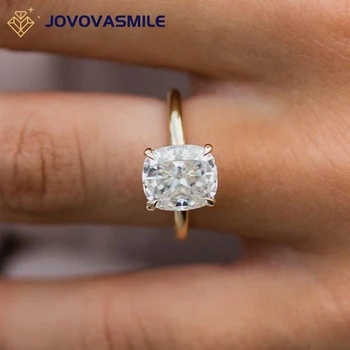 JOVOVASMILE Moissanite Ring 3.5 Carat 9x8mm Slightly Elongated Cushion Shape Crushed Ice Cut With Certification