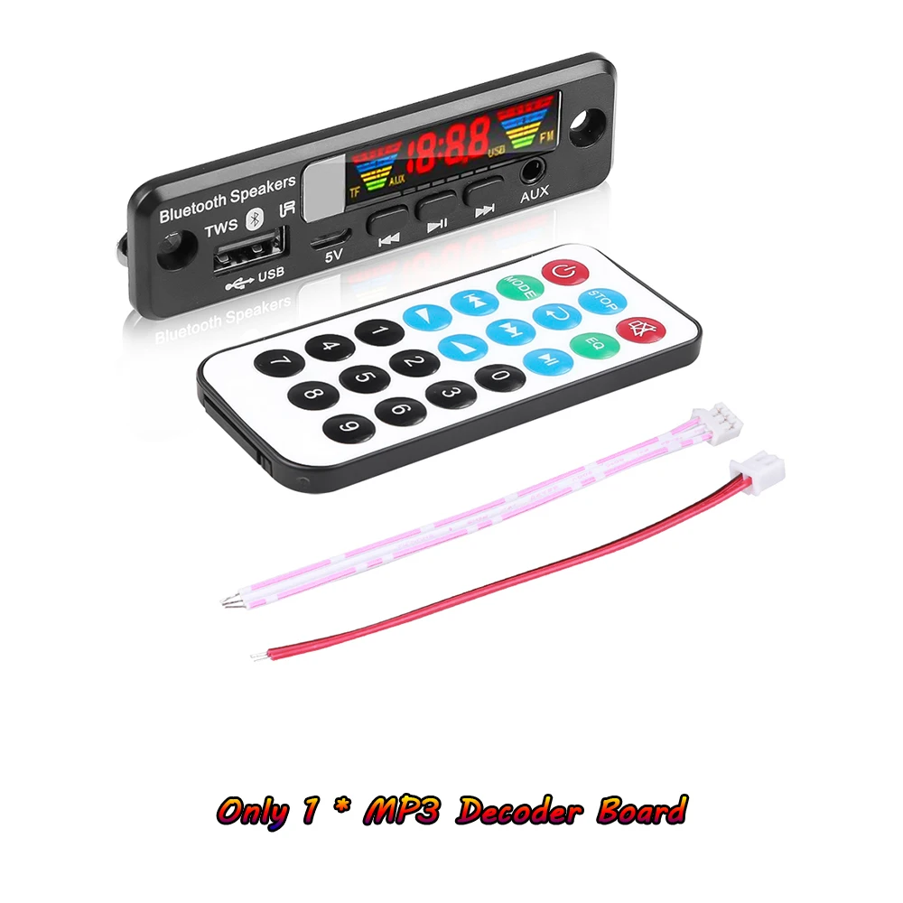 5V Wireless TWS Bluetooth 5.0 Handsfree Car Kit APE/MP3 Decoding Decoder Board FM Radio TF USB 3.5mm AUX Audio MP3 Player 