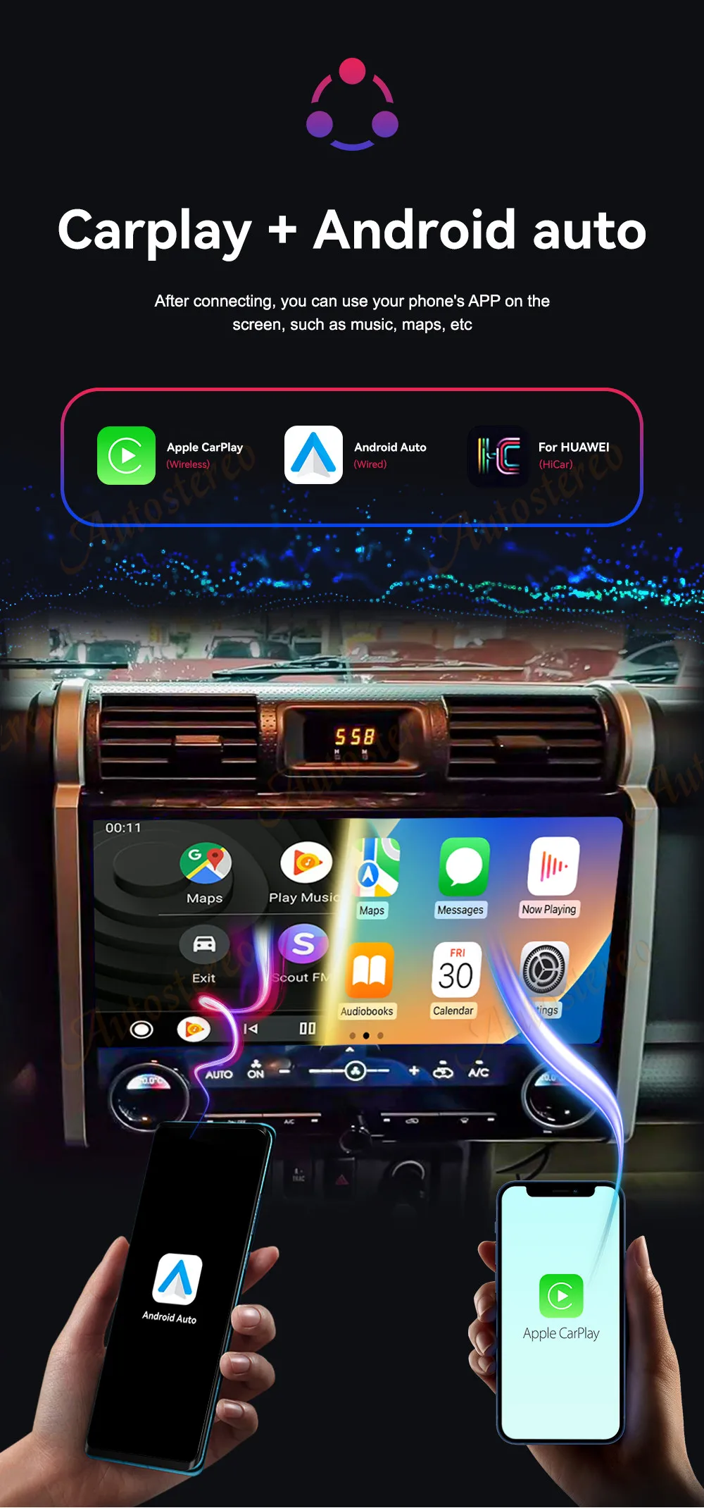 15 Inch Android 14 Carplay For TOYOTA FJ Cruiser Car GPS Navigation Auto Stereo