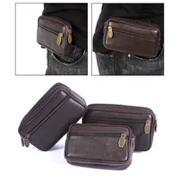 Vintage Cowhide Leather Waist Bag Fanny Pack Classic Texture Cellphone Loop Holster Men Belt Bags Mobile Phone Pouch Wallet Case 1