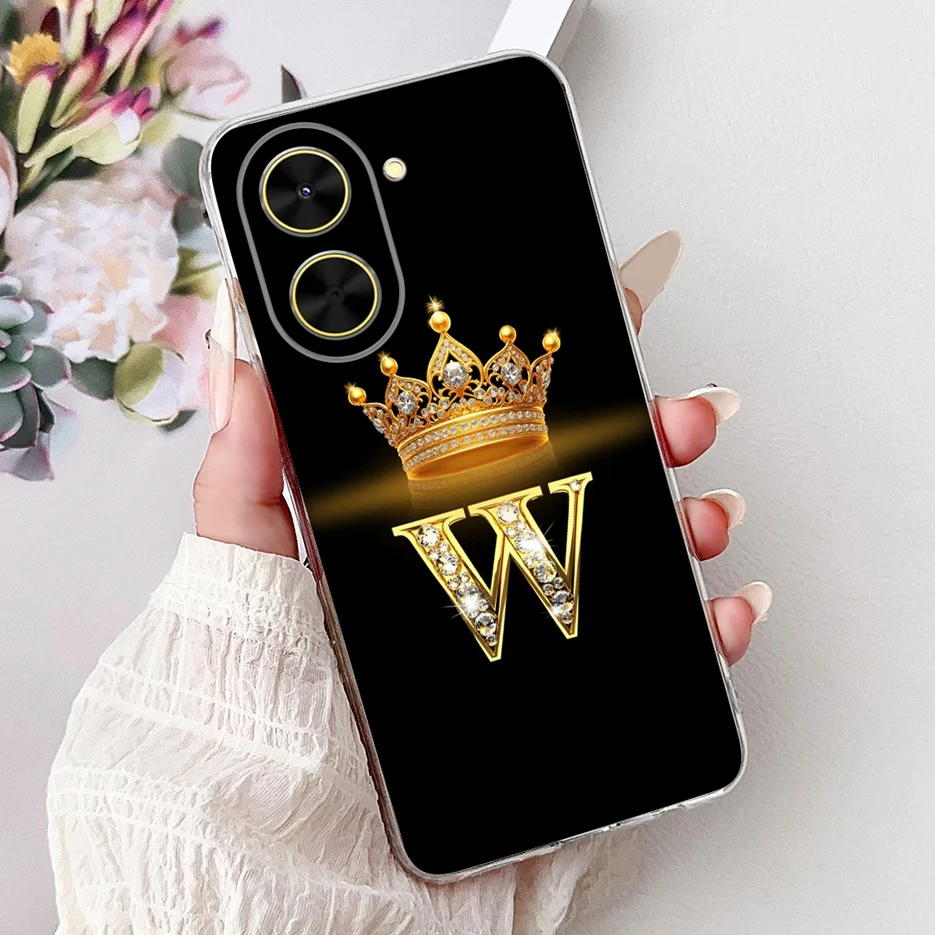 Crown Letters Soft Silicone Phone Case - Stylish Cover Shell