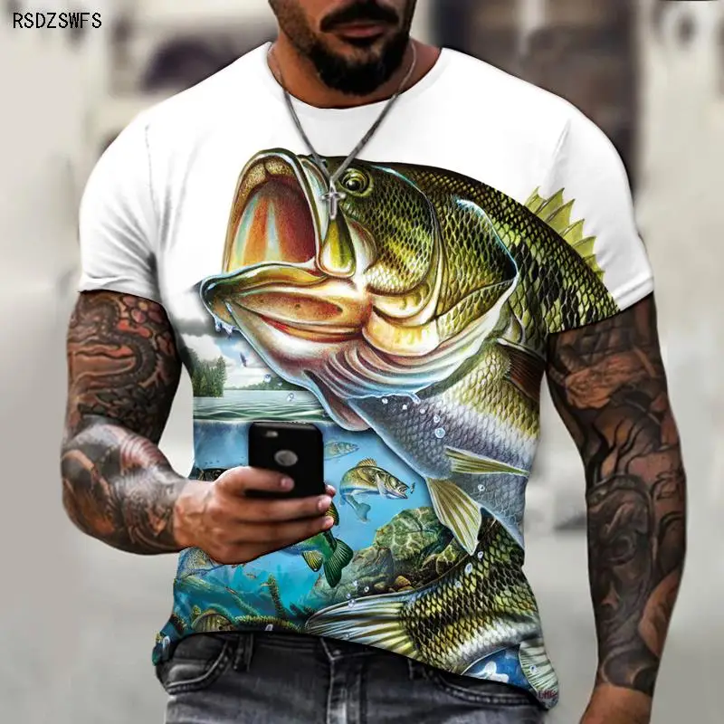 Wild Fishing 3D Printing Men's Round Neck T-shirt, Essential Clothing For  Friends Of Fishing, Street Casual Oversize S-5XL