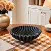 Decorative Bowl Modern Black Ruffle Resin Handcrafted Fluted Bowl Heavy Duty Centerpiece Desktop Decoration Fruit Bowl 2